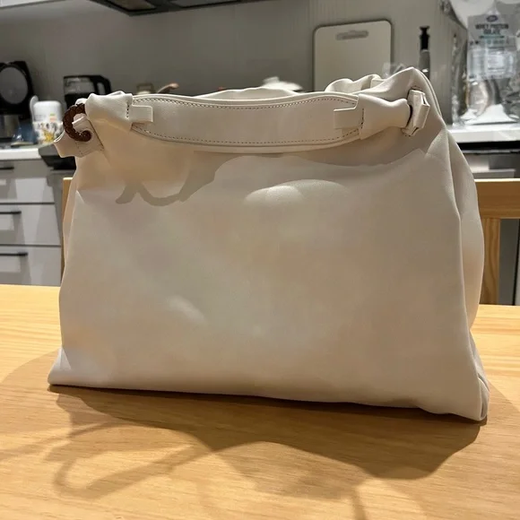 Songmont White Leather Gather Bag Medium NWOT READ! - Picture 6 of 9